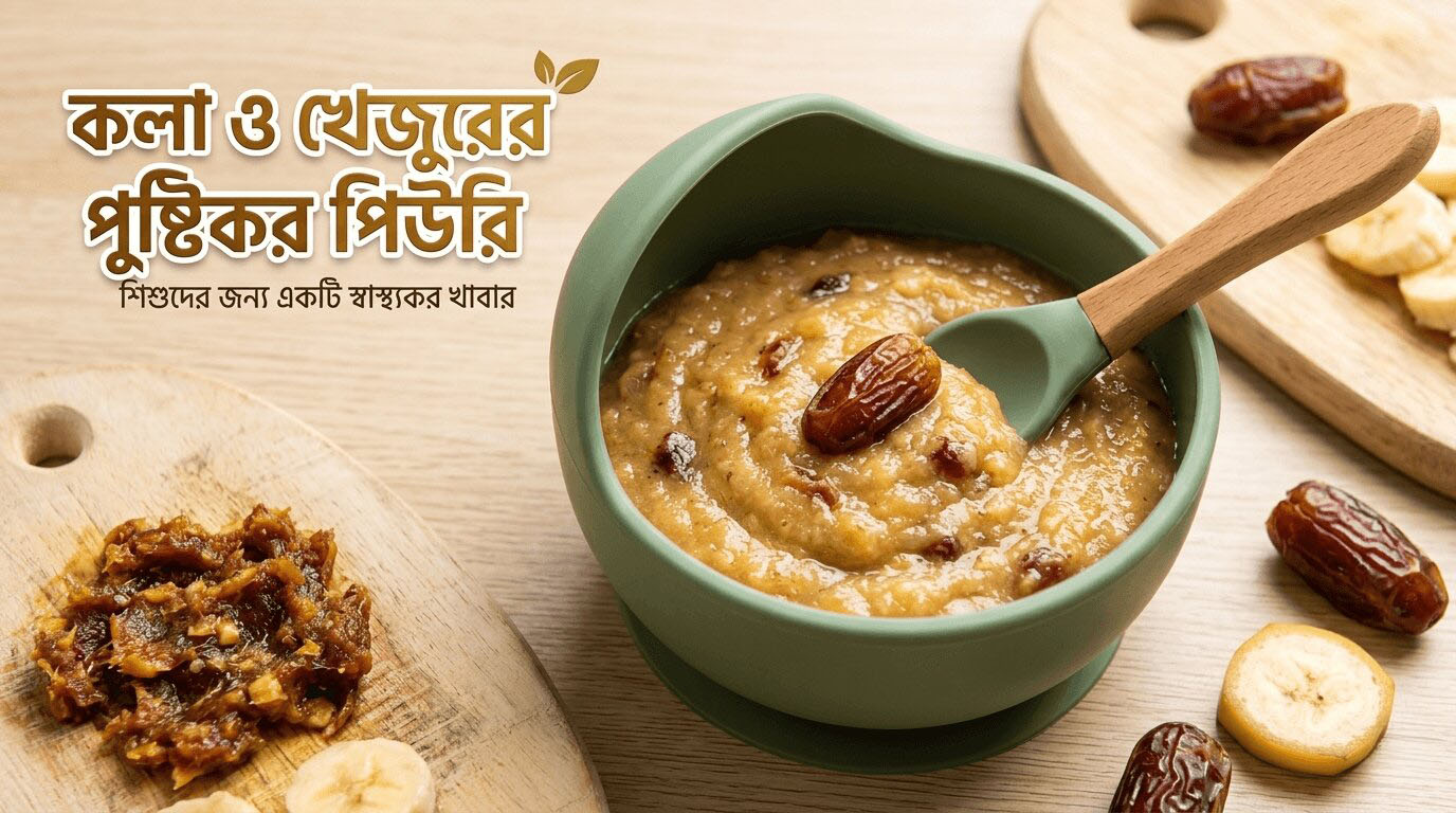 স্বাস্থ্যকর খাবার & রেসিপি ৬-১২ মাস বয়সী শিশুর জন্য 3 কলা-খেজুর পেস্ট