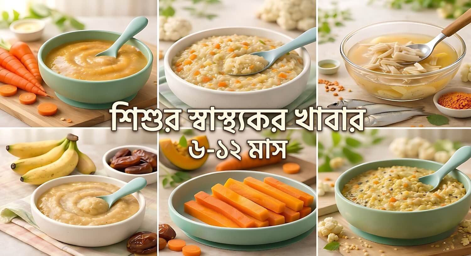 Home 1 ৬-১২ মাস বয়সী শিশুর জন্য পিউরি, খিচুড়ি ও ফিঙ্গার ফুডের রেসিপি।